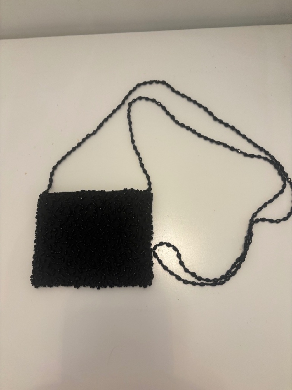 SANTI Black Sequin Evening Crossbody Bag Beaded Formal Clutch Removable Strap
